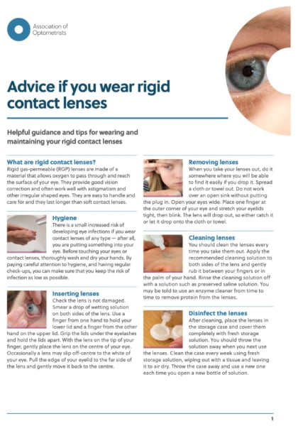 Advice if you Wear Rigid Contact Lenses