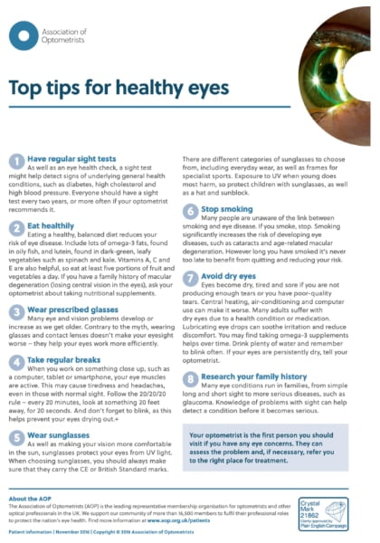 Top Tips for Healthy Eyes